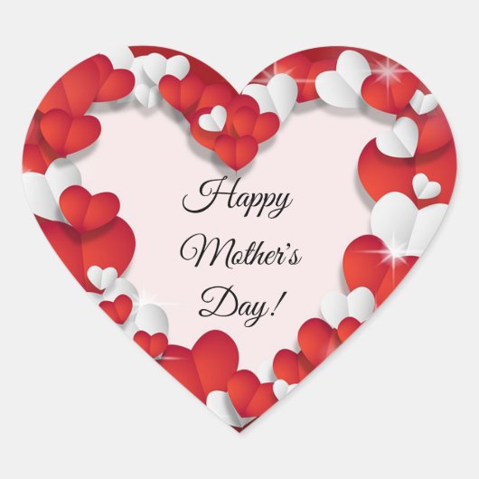 赤と白のハート ハートシール (正面)