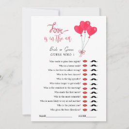 赤と白のハート ブライダルシャワーゲーム 招待状