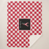 赤と白のバッファローのプレイドトインデーパーソナライズされたア シェルパブランケット (正面)