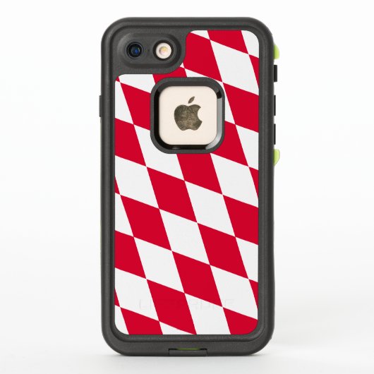 赤と白のババリアダイヤモンドフラグパターン LifeProof iPhoneケース (裏面)