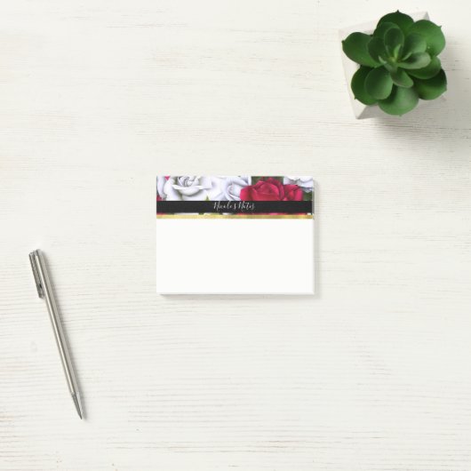 赤と白のバラがシャビーシックモダンパーソナライズされた ポストイット (オフィス)