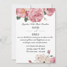 赤と白のバラが織りなすユニークな結婚式招待状