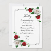 赤と白のバラのクリスマスウェディング　ブライズメイドオブオナー 招待状 (正面)