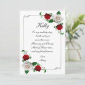 赤と白のバラのクリスマスウェディング　ブライズメイドオブオナー 招待状 (スタンド正面)