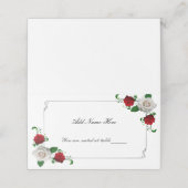 赤と白のバラのクリスマス結婚のテーブル プレイスカード (外部開封)