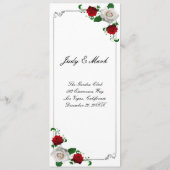 赤と白のバラのクリスマス結婚の メニュー (裏面)