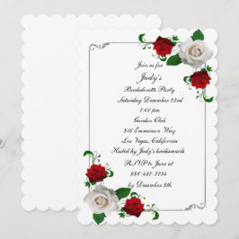 赤と白のバラのクリスマス・バチュロレッテ・パーティー 招待状