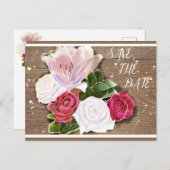 赤と白のバラのシャビーシック 案内ポストカード (正面/裏面)