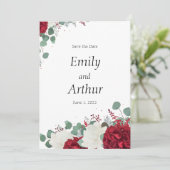 赤と白のバラのセット 15 保存日付のお知らせ 招待状 (スタンド正面)