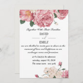 赤と白のバラのユニークな結婚式招待状 セーブザデート (正面/裏面)