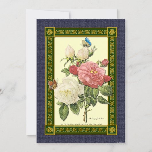 赤と白のバラの植物学的な招待状 招待状 (正面)