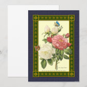 赤と白のバラの植物学的な招待状 招待状 (正面/裏面)