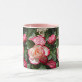 赤と白のバラの花 フラワーローズ マグカップ (中央)