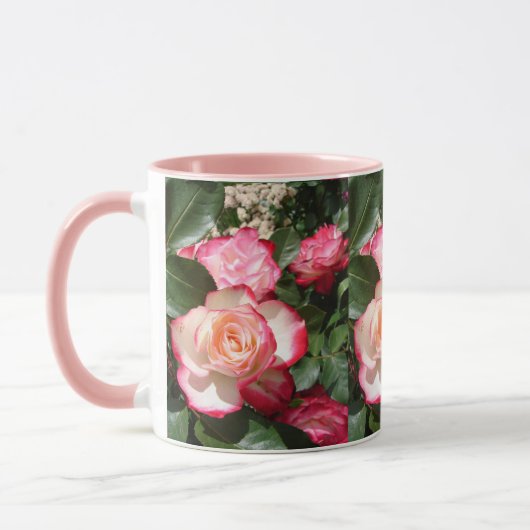 赤と白のバラの花 フラワーローズ マグカップ (左)