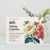 赤と白のバラの80歳の誕生日 招待状 (スタンド正面)