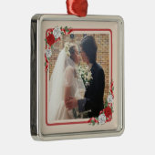 赤と白のバラ結婚ズの写真オーナメント メタルオーナメント (右)