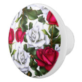 赤と白のバラ シャビー シック ラスティック モダン グラム セラミックノブ (右)