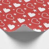 赤と白のバレンタインデーハート ラッピングペーパー (角)