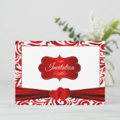 赤と白のバーダー旋回パターンデザイン 招待状 (スタンド正面)