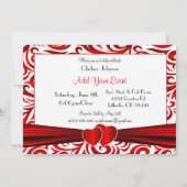 赤と白のバーダー旋回パターンデザイン 招待状 (裏面)