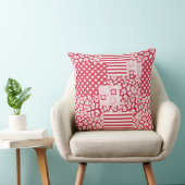 赤と白のパッチワークの素朴な クッション (椅子)