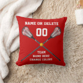 赤と白のパーソナライズなラクロスの枕 クッション (ブランケット)