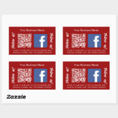 赤と白のビジネス名QRコードFacebook 長方形シール (シート)