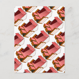 赤と白のビーチチェアをテーマにしたポストカード ポストカード