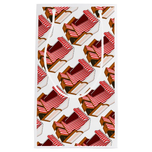 赤と白のビーチチェアテーマのパーティー抱き枕 スモールペーパーバッグ (正面)