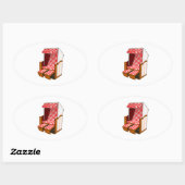 赤と白のビーチチェアテーマシール 楕円形シール (シート)