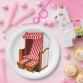 赤と白のビーチチェア テーマパーティー ペーパープレート (パーティー)