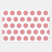 赤と白のピンホイールクリスマス ラッピングペーパーシート (正面2)