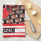 赤と白のフットボール キッチンタオル (四つ折り)