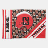 赤と白のフットボール キッチンタオル (横)