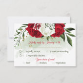 赤と白のフローラの緑の食事 出欠カード (正面)