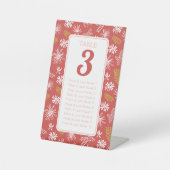 赤と白のフローラシーティングチャートテーブル# 台座サイン (正面)