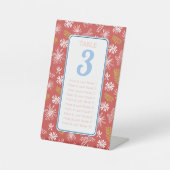 赤と白のフローラシーティングチャートテーブル# 台座サイン (正面)