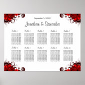 赤と白のフローラ10結婚のテーブル座席表 ポスター (正面)