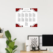 赤と白のフローラ11結婚のテーブルの座席表 ポスター (ホームオフィス)