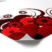 赤と白のフローラ11結婚のテーブルの座席表 ポスター (角)