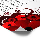 赤と白のフローラ12結婚のテーブルの座席表 ポスター (角)