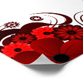 赤と白のフローラ13結婚のテーブルの座席表 ポスター (角)