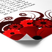 赤と白のフローラ9結婚のテーブルの座席表 ポスター (角)