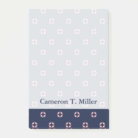 赤と白のブイパターン|はあなたの名前を加えます ポストイット (正面)