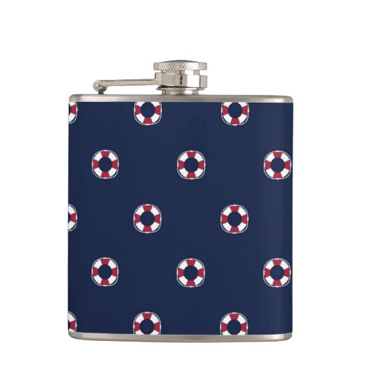 赤と白のブイパターン フラスク (正面)