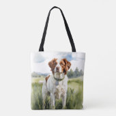 赤と白のブリタニースパニエル犬犬 トートバッグ (裏面)