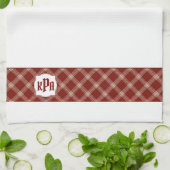 赤と白のプラモノグラムのイド キッチンタオル (折り畳み)