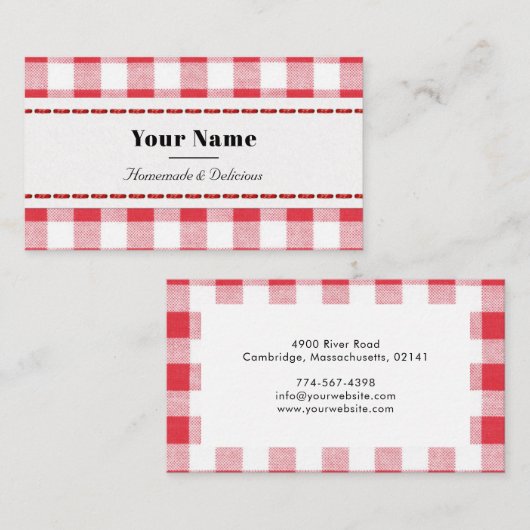 赤と白のプレ素朴イド手作り 名刺 (正面/裏面)