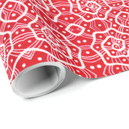 赤と白のヘリックス、雪のカール、抽象芸術パターン ラッピングペーパー