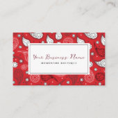 赤と白のペイズリーバンダナパターンパーソナライズ 名刺 (正面)